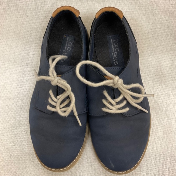 Zara Kid Boys Oxford Lace Up Shoes Blue Sz 4/5 EUR Sz 37 READ - Picture 3 of 9